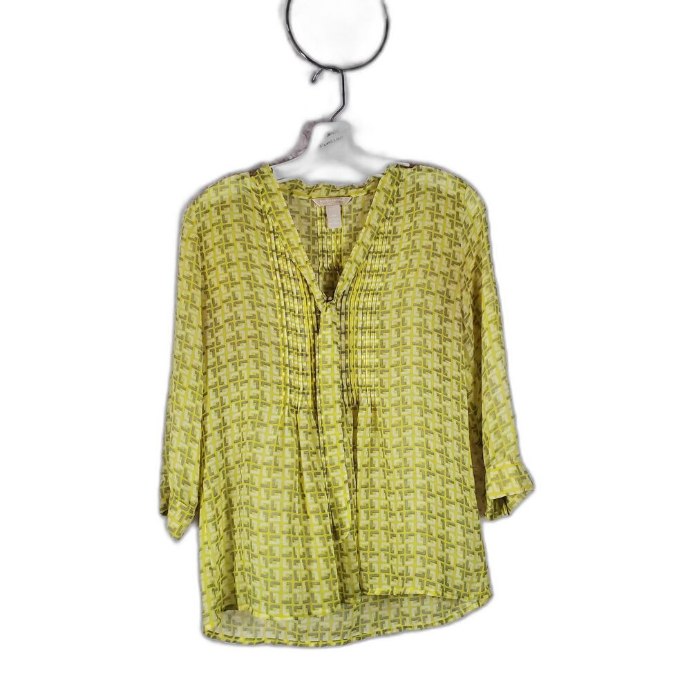 Chartreuse Yellow Long Sleeve Plaid Button-Up Shirt Size XS